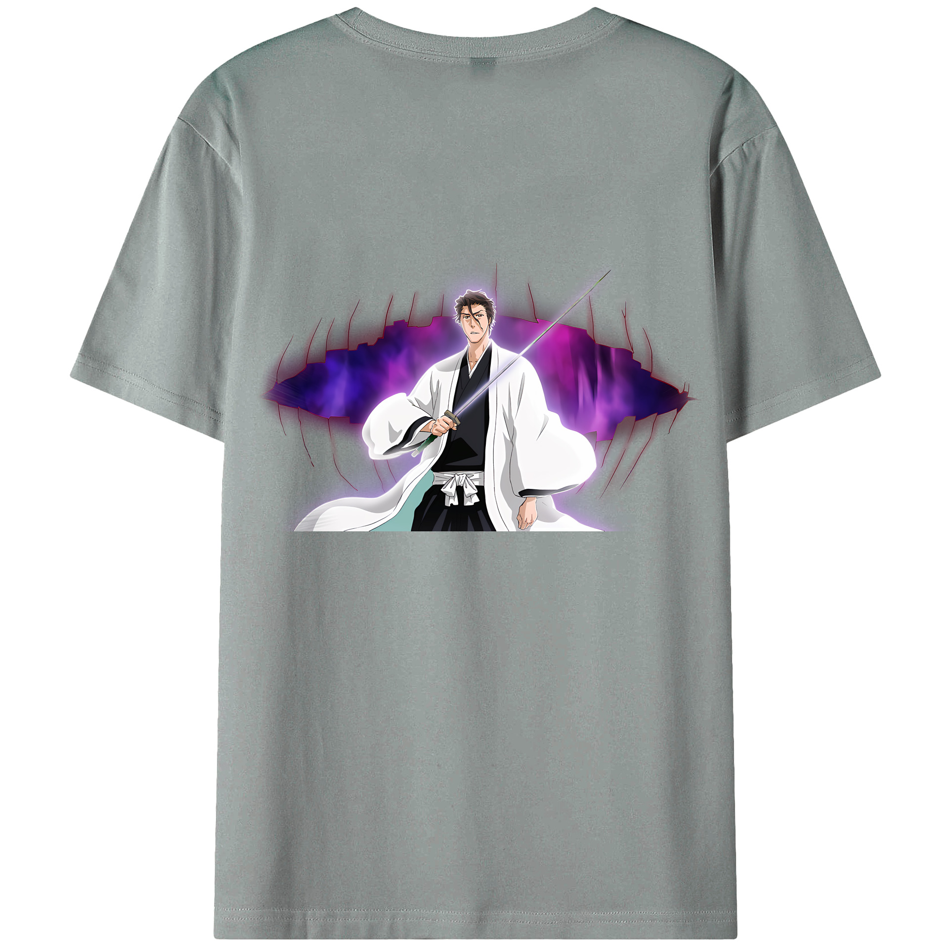 （画像用） ブリーチ 藍染 惣右介（あいぜん そうすけ） BLEACH Aizen Sousuke 綿100％ メンズ半袖Tシャツ（バックプリント） 通気性